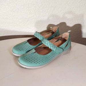 Hotter Mint Green Leather Mary Jane Flats